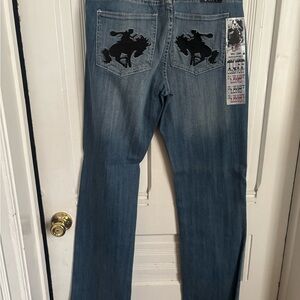 Women’s Western Blue Jeans with Black Detailing - Cowgirl Tuff